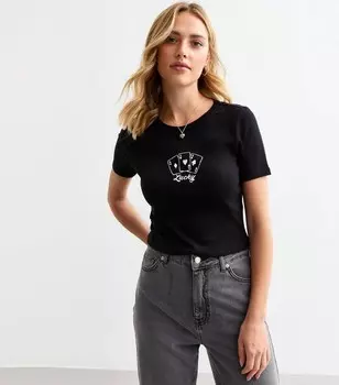 Черная футболка Lucy Cards Baby New Look, черный