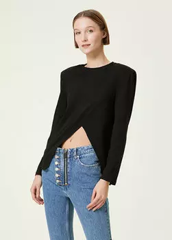 Черная футболка millie с глубоким вырезом и детальной отделкой Lol