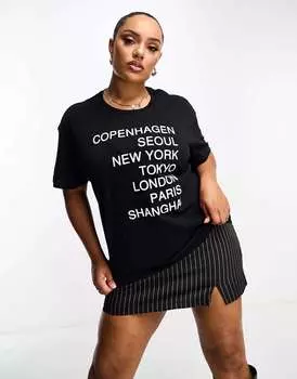 Черная футболка Noisy May Curve city