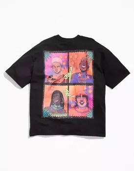 Черная футболка оверсайз без пола с принтом на спине ASOS DESIGN PRIDE