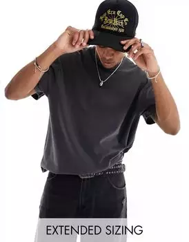 Черная футболка оверсайз из плотной ткани ASOS