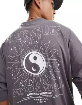 Черная футболка оверсайз с небесным принтом на спине ASOS DESIGN Extreme