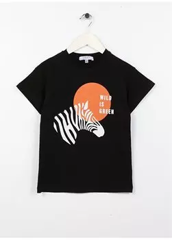 Черная футболка оверсайз с принтом для мальчиков с круглым вырезом GREEN BOY-23 Limon, черный