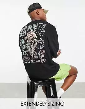 Черная футболка оверсайз с принтом дракона на спине ASOS DESIGN