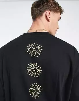 Черная футболка оверсайз с принтом \"солнце\" на спине ASOS DESIGN