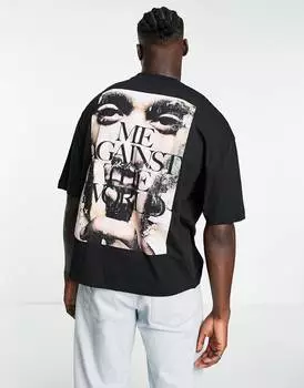 Черная футболка оверсайз с принтом Тупака ASOS DESIGN