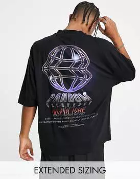 Черная футболка оверсайз с уличным принтом на спине ASOS DESIGN