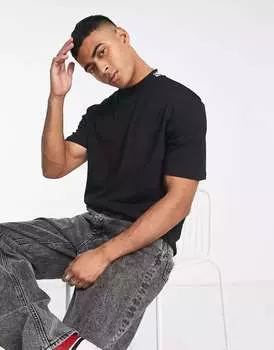 Черная футболка оверсайз с воротником-стойкой Jack & Jones Originals