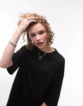Черная футболка оверсайз Topshop