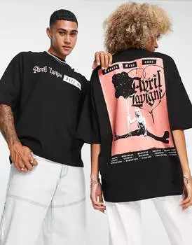 Черная футболка оверсайз унисекс с принтом Аврил Лавин ASOS DESIGN