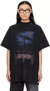 Черная футболка Paris Moon Oversize Balenciaga