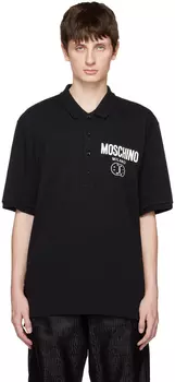 Черная футболка-поло Double Smile Moschino