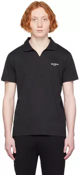 Черная футболка-поло из флока Balmain