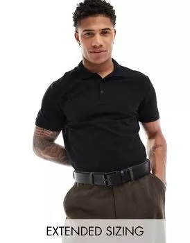 Черная футболка-поло из пике ASOS DESIGN