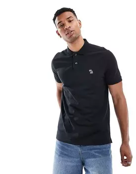 Черная футболка-поло из пике с приподнятым логотипом Abercrombie & Fitch