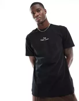 Черная футболка Polo Ralph Lauren классического оверсайз-кроя с логотипом по центру