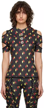 Черная футболка-поло Rattler Leaf Chopova Lowena