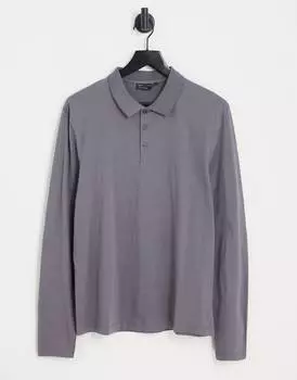 Черная футболка-поло с длинными рукавами ASOS DESIGN