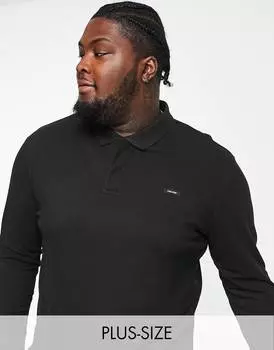 Черная футболка-поло с длинными рукавами Calvin Klein Big &amp; Tall