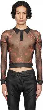 Черная футболка-поло с длинными рукавами и рисунком Ottolinger