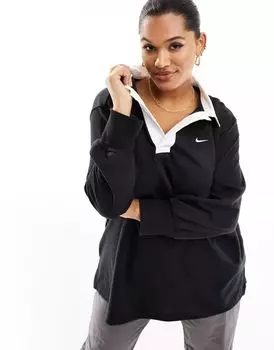 Черная футболка-поло с длинными рукавами Nike Plus Essential
