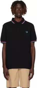 Черная футболка-поло с двумя кончиками Fred Perry