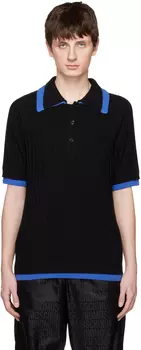 Черная футболка-поло с контрастной отделкой Moschino