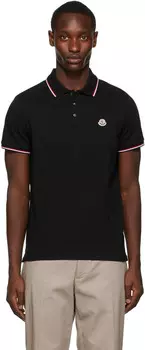 Черная футболка-поло с логотипом Moncler