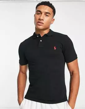 Черная футболка поло с логотипом Polo Ralph Lauren