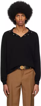 Черная футболка-поло с шипами Versace