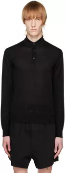 Черная футболка-поло с вышивкой Raf Simons