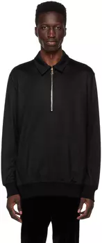 Черная футболка-поло в фирменную полоску Paul Smith