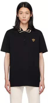 Черная футболка-поло в стиле греческого цвета Versace
