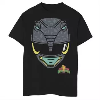 Черная футболка Power Rangers с изображением большого лица для мальчиков 8–20 лет Licensed Character