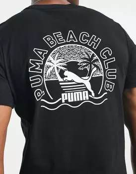 Черная футболка Puma с пляжным принтом на спине