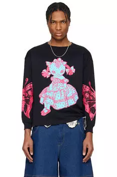 Черная футболка-рубашка свободного покроя с узором «Доттти» Chopova Lowena