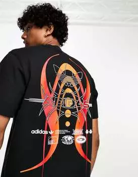 Черная футболка с большим графическим принтом adidas Originals Rekive