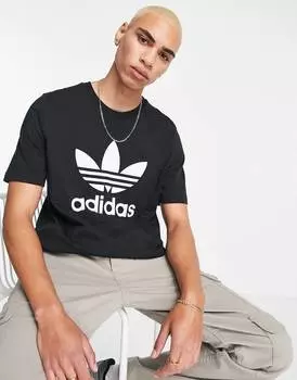 Черная футболка с большим логотипом adidas Originals adicolor