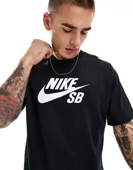 Черная футболка с центральным логотипом Nike SB