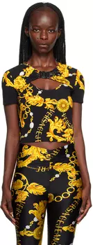 Черная футболка с цепочкой от кутюр Versace Jeans Couture