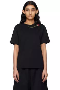 Черная футболка с цветочным узором Simone Rocha