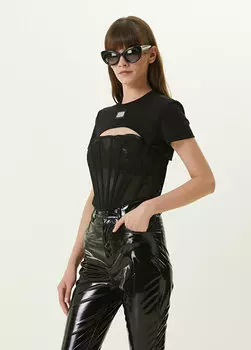 Черная футболка с детальным логотипом Dolce&Gabbana