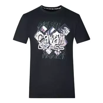 Черная футболка с дизайном Diamond Window Of Tiger Cavalli Class, черный