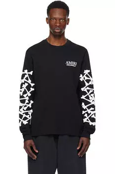 Черная футболка с длинным рукавом Bones Stacked AMIRI