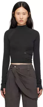 Черная футболка с длинным рукавом и карманами Hyein Seo