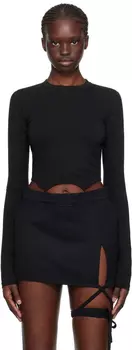 Черная футболка с длинным рукавом и перевернутым воротником SRVC