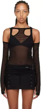 Черная футболка с длинным рукавом и петлей прямого кроя Dion Lee