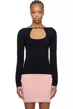 Черная футболка с длинным рукавом и вырезом-замочной скважиной AMIRI