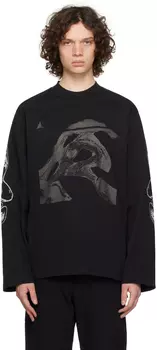 Черная футболка с длинным рукавом с графическим рисунком ROA