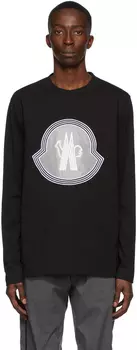 Черная футболка с длинным рукавом с логотипом Moncler